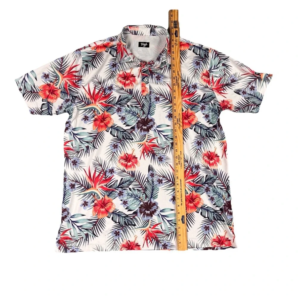 Waggle Performance Short Sleeve Golf Polo Shirt Men's 2XL Floral Tropical - Picture 4 of 5